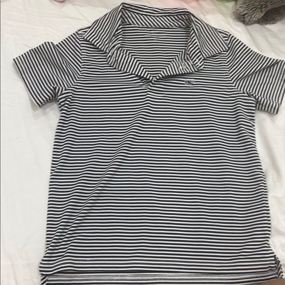 Vineyard Vines Striped Black and White Women's Polo Shirt